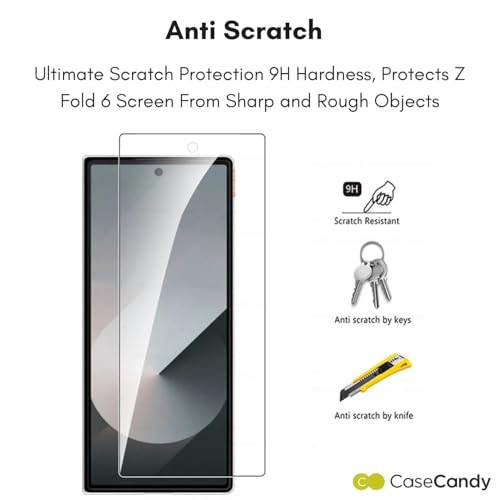 Image of Casecandy - [ Pack of 2 Tempered Glass Screen Protector For Samsung Z Fold 6 | HD Smasung Z Fold 6 Glass Guard Protector - HD /Easy Installation Kit