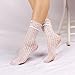 MarJunSep Lace Ankle Socks for Women Teen Girls Cute Elegent Mesh Fishnet Ankle Crew Socks Sexy Fashion (US, Alpha, One Size, Regular, Regular, Set of 6 Pairs White)