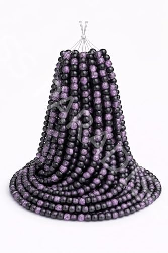 Image of SS Paradise 8mm Glass Beads (6 Colors 300 Pieces) for Jewellery Making | Round Loose Beads Strands for Necklace, (Set 2)