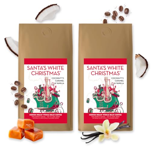 BARNIE'S COFFEE TEA CO. Santa's White Christmas Whole Bean Coffee with Smooth Coconut,...