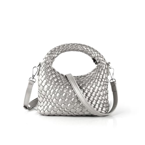 Image of Maydear Woven Purse for Women, Small Top Handle Handbag with Detachable Shoulder Strap, Crossbody Bag