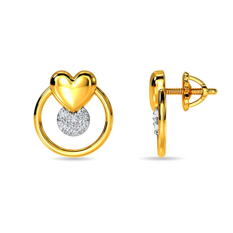 Image of KISNA JEWELS 18K BIS Hallmark Pure White Gold & SI Real Diamond Hearts Earrings For Women with Screw Back clouser