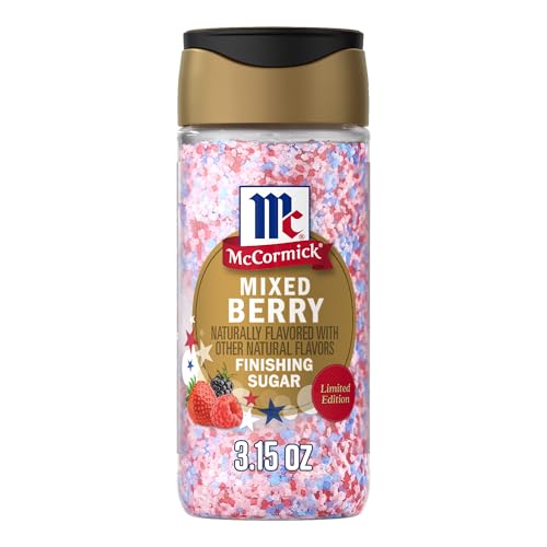 McCormick Finishing Sugar Mixed Berry Limited Edition Sweet Berry Flavors Sprinkle on Breakfast and Dessert Favorites Garnish Beverages 3.15 oz