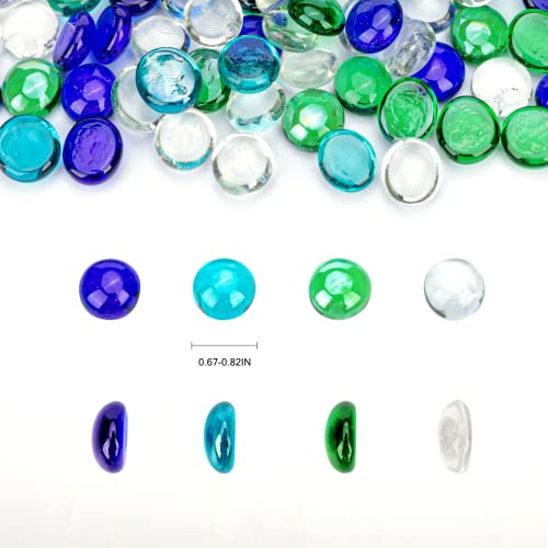 Rautripuu Sea Glass Pebbles 5 Lb Flat Blue Marbles Glass Beads For Vases, Vase Fillers For Centerpieces,Sea Glass Beads For Vases Parties Fish Tanks Aquariums,Fireplace And Halloween Diy Craft. #TOP3