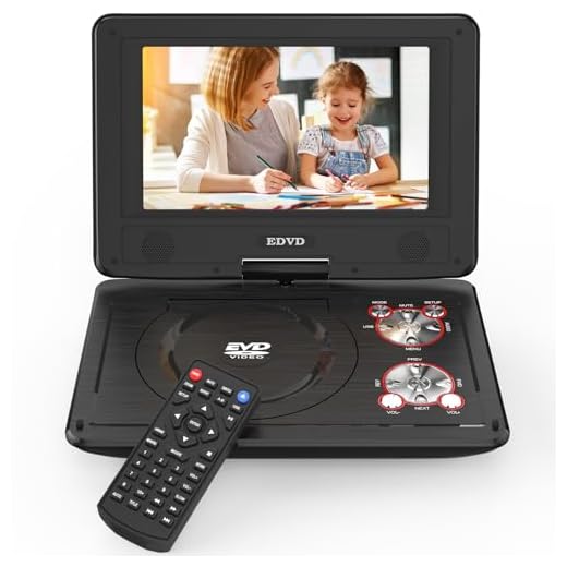 11.5" Portable DVD Player for Kids and Car with 9.5" Swivel Screen, 4-6 Hours Working Time, Car DVD Player with Dual Speakers, Remote Control, Support Sync TV, Region Free USB/SD/AV (Black)