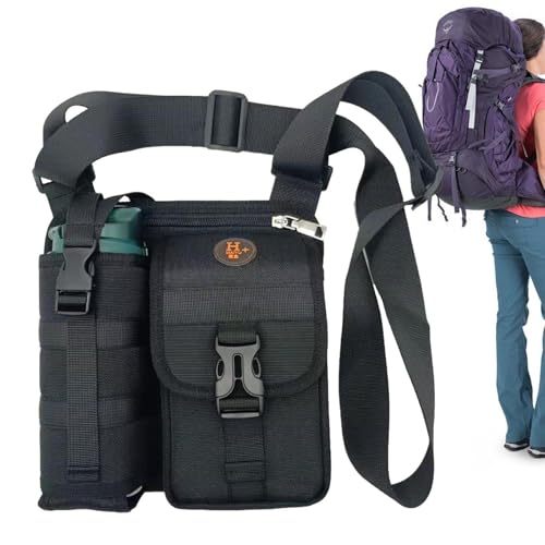 Bolsa Porta Botellas Agua | Ajustable con Correa | Bolsa Hombro con Soporte Botella Agua, Pouch Portátil para Senderismo, Escuela, Viaje, Camping