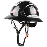 Full Brim Hard Hat with Built-in Visor Vented Construction Safety Helmet OSHA Approved Cascos De Construccion Work Hardhats Helmets with Cooling Towel for Men&Women Adjustable Ratchet Suspension