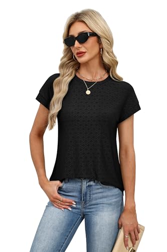 Image of Alaroo Womens Summer Tops Short Sleeve Shirts Crew Neck Tshirt Cute Trendy Tunic Blouses (S-3XL)