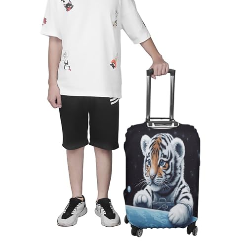 Housse de valise Little Tiger in Space en polyester blanc taille S - 7