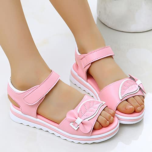 Toddler Girl Dress Shoes Children Shoes Fashion Flower Thick Sole Sandals Soft Sole Comfortable Princess Sandals (Pink, 1 Big Kids)2
