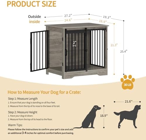 27.2" Dog Crate Furniture with Barn Door — alternate color or size variant on Amazon