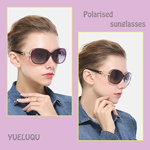 YUELUQU Polarized Sunglasses Womens Ladies Oversized Retro Fashion Large Frame Glasses UV Protection