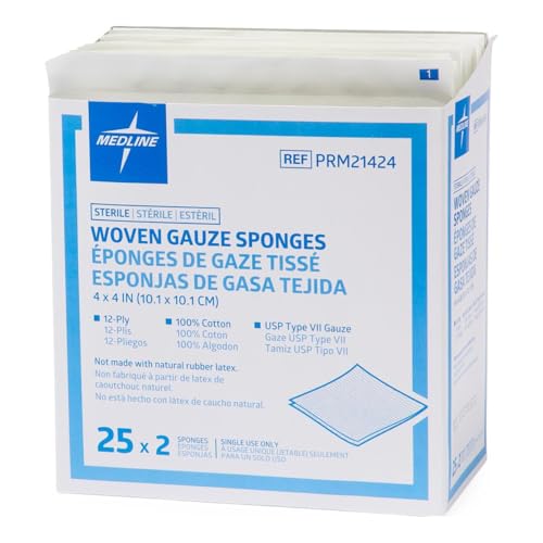 Woven Sterile 12-Ply Gauze Sponges, USP Type VII, 4" x 4" in 2-Packs