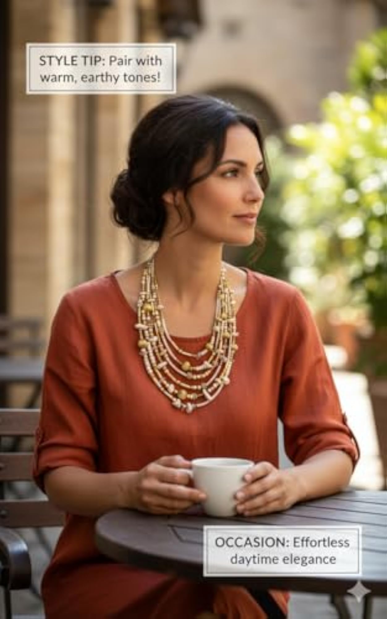 Elegant Glass & Brass Necklace, Unique Style