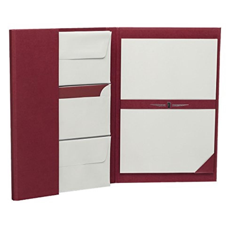 Rössler Papier 1024831170 - Papier Royal - Brievenmap DIN A4/DL, 25/25, bordeaux/ijsgrijs geribd