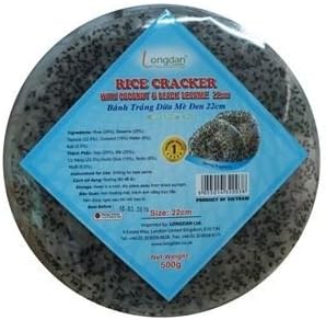 Black Sesame Seed Crispy Rice Cracker 22cm Vietnamese Banh Trang 500g Papadom Paper