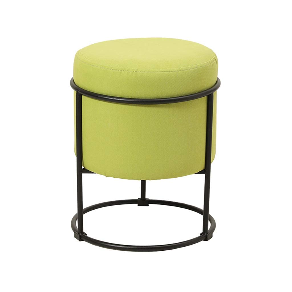 Repose-pieds bleu en coton et pouf cube nordique rétro avec pieds dorés