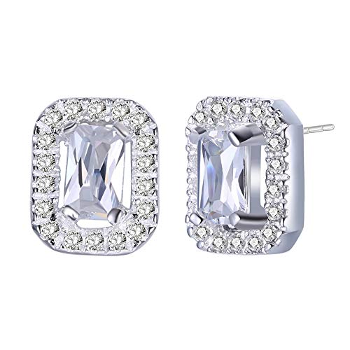 Boucles d'oreilles 925 femmes finies les allergies avec la cubique zircone carré anti-ternissement