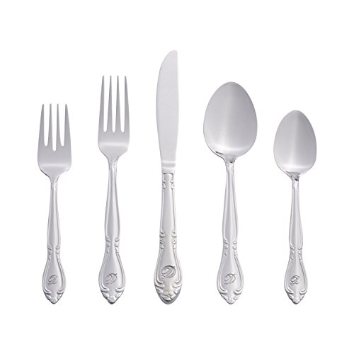 Riverridge 5417-843-D Rose 46 Piece Monogrammed Flatware Set, Letter D, No Size, Silver #TOP2