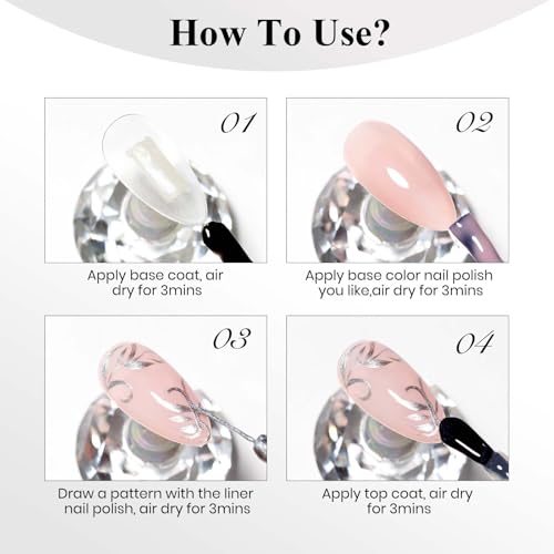 Esmalte de uñas cromado plateado 12ml secado rápido miniatura 7