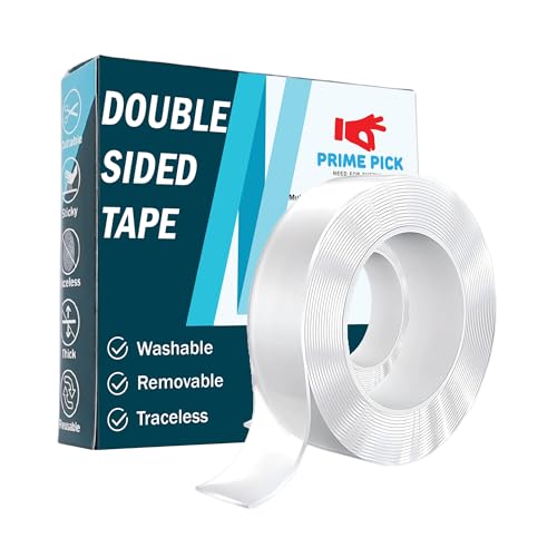 Image of PRIME PICK Double Sided Nano Tape, Transparent, 3m x 30mm, 1mm Thick, Strong Silica Gel, Residue Free, for Wall Mounting, Home, Office & DIY Use (3Mx2MM Transparent)