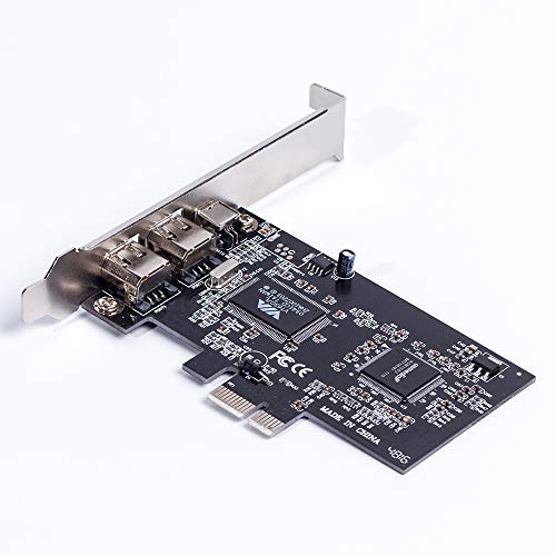 QNINE Firewire Card PCIe for PC, IEEE 1394 PCI Express Controller Card with Low Profile Bracket and Cable for Windows OS, No Driver Required