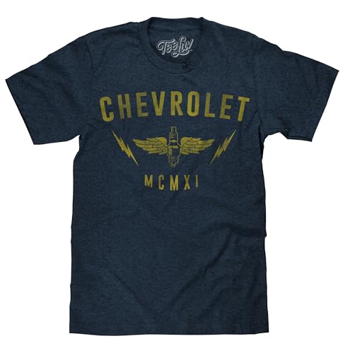 Tee Luv Chevrolet MCMXI Licensed T-shirt Medium,Navy Heather