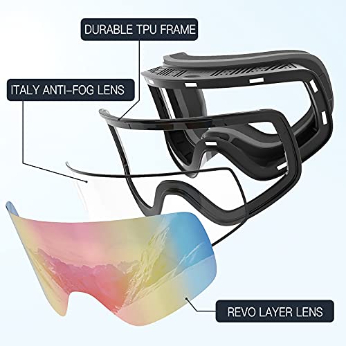 Madeyes Ski Snowboard Snow Goggles Magnetic Interchangeable Snowboarding Skiing Snowmobile Goggles Glasses Men Women Adult #TOP2