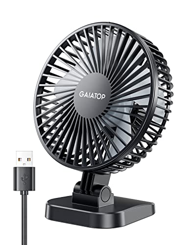 Gaiatop Small Table Fan, 4 Inch Ultra-quiet, 40° Adjustment for Better Cooling, 3 Speeds Portable Mini Powerful Desktop Table Fan, Small Personal Cooling Fan for Home, Office