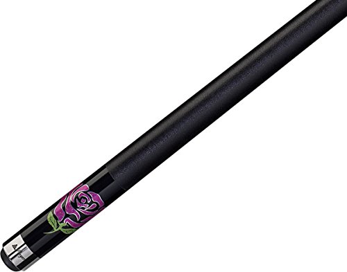 Players Flirt F-2770 Midnight Black with Fuchsia Glitter Rose and Metallic Flames Cue, 21-Ounce