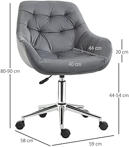 Vinsetto Home Office Chair Velvet Ergonomic Computer Chair Comfy Desk Chair with Adjustable Height, Arm and Back Support, Dark Grey