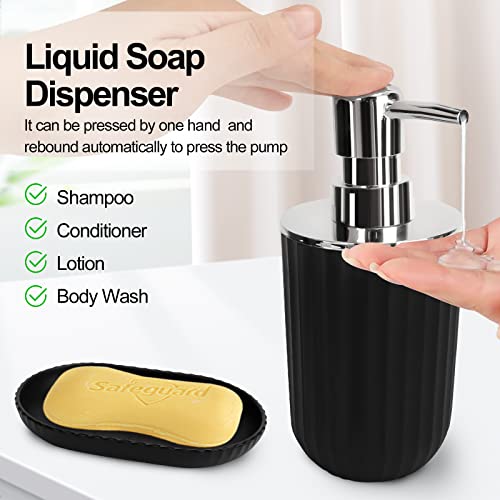 Bathroom Accessories Set, 10 Pcs Plastic Black Bathroom Accessories Bathroom Supplies Housewarming Gift With Toothbrush Cup, Soap Dispenser, Toilet Brush, Trash Can, Qtip Holder, Tissue Box Cover #TOP1