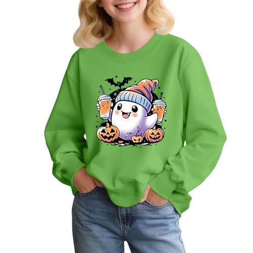 Girls Cute Halloween Sweatshirt Pullover with Pumpkin Print Casual Fall Top for Holiday Shirt