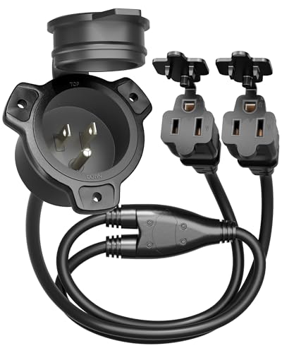 image for DEWENWILS 15 Amp RV Shore Power Inlet Socket, Dual 125V AC Port Plug I