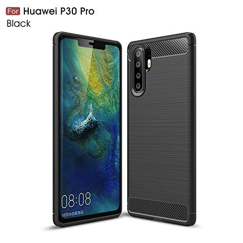 Huawei P30 Pro Case, Silicone Leather[Slim Thin] Flexible TPU Protective Case Shock Absorption Carbon Fiber Cover for Huawei P30 Pro Case (Black)