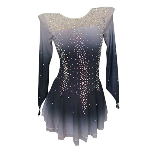 Customized Figure Skating Dress Girls Black Gray Gradient Stretch Ice Skating Costumes Women...
