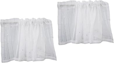 Garneck 2 Pçs Cortina Flores Decoração Capas De Janela Para Casa Decorações De Flores Fazenda Café Janela Cortinas Transparentes Meia Janela Sala De Estar Janela Cortina Janela Tule Bolso