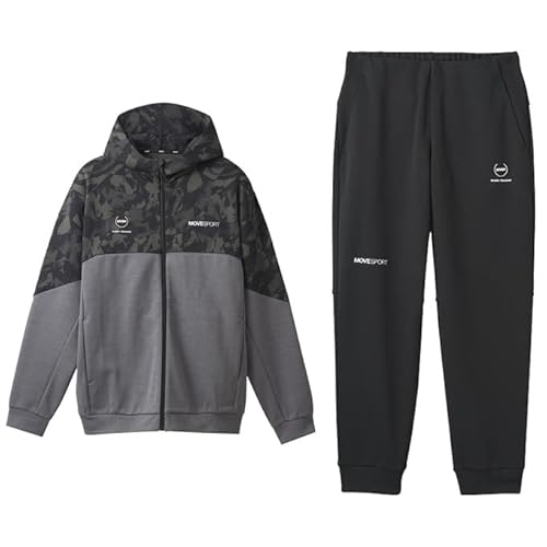 DES S.F.TECH SHIELD 総柄グラフィック フードロゴ フルジップフーディー テーパードジョガーパンツ 上下セット 【メンズ】 （DMMWJF23/DMMWJG23） ブラック×グレー(BKGY/BK) M