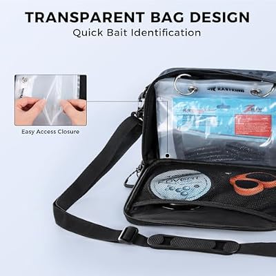 KastKing BaitSpace Detachable Bait Binder Tackle Bag Large Clear Sleeves, Durable 900D Water-resistant Fabric, Soft Plastic Bait Storage For Hooks, Sinkers & Fishing Accessories