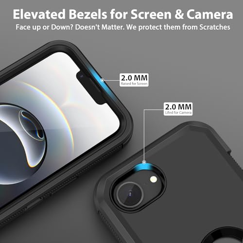 Jiunai for iPhone 16e Case for iPhone 17e Case Heavy Duty Shockproof Rugged Screenless Dual Layer Dust Proof Protective Cell Phone Cover for iPhone 16 e / 17 e 6.1'' Men Women Teen Black by Jiunai - Image 4
