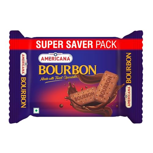Image of Americana Premium Bourbon Chocolate Sandwich Biscuits, 500g - Rich Creamy Filling, Crispy Cocoa Biscuits, Vegetarian Tea Time Snack