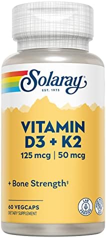 Solaray, D3 5000Mg with K2, 60 Vegetarian Capsules