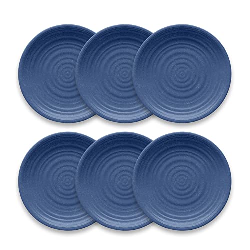 Abode Homewares Matte Artisan 10.5'' Durable Planta Dinner Plates, Shatter-Resistant and Dishwasher-Safe Indoor/Outdoor Dinnerware for Camping and Outdoor Dining - Blue - Set of 6