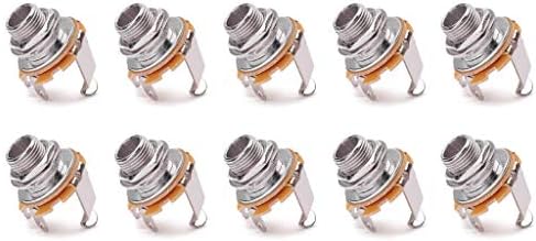 Alnicov 1/4 inch Mono Jack Socket Stratocaster Replacement Connector Female Panel Mount for Bass Electric 10Pcs