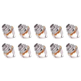 10Pcs 1/4inch(6.35mm) mono jack sockets Nickel plated for maximum signal transfer & durability;Material:Alloy Great replacement guitar jacks for your bad ones Those guitar cord jacks that can be used either on the guitar or receiving amplifier;Great ...