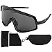 ZIZEV Cycling Goggles, HD Goggles, For Driving Running (All black frame + gray film)