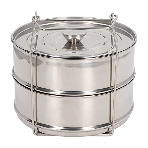 Culnflun 304 Stainless Steel Steam Pot, 2 Tier Stackable Steaming Pot Cookware with Lid for Kitchen Cooking
