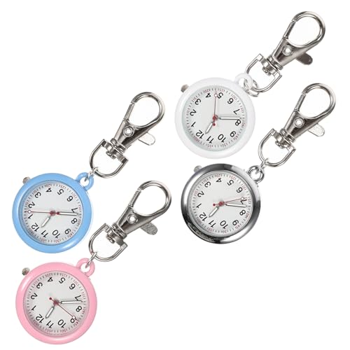 LIFKOME 4個 ルミナスナースウォッチ ナース懐中時計 キーホルダー腕時計 ナースウォッチ 式 看護師用の時計 看護師を見守る オンを見る 医師用懐中時計 携帯用時計 合金