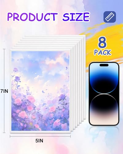5x7 Inch Canvas Boards for Painting, 8 Pack Primed Acid-Free Blank Canvas Panels, Mini Canvas for Beginners & Artist, Small Canvases for Painting for Classroom and Painting Parties. - Thumbnail 2