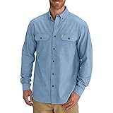 Carhartt Men's Big & Tall Fort Long Sleeve Shirt Lightweight Chambray Button Front Relaxed Fit,Blue Chambray,XXX-Large